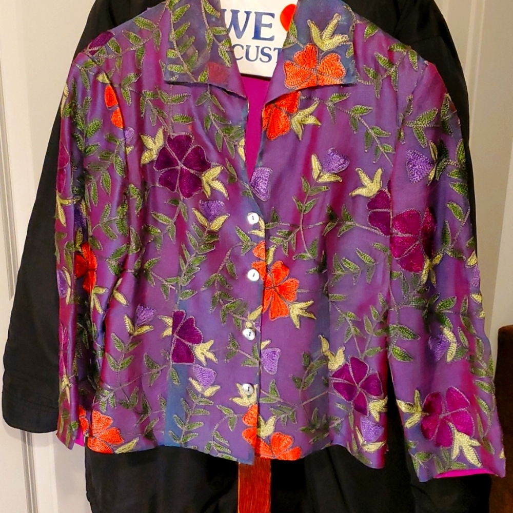 Jacket purple peach green and lime